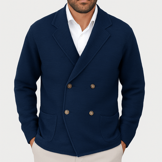 LUXEOUTFIT | Double-Breasted Knit Cardigan