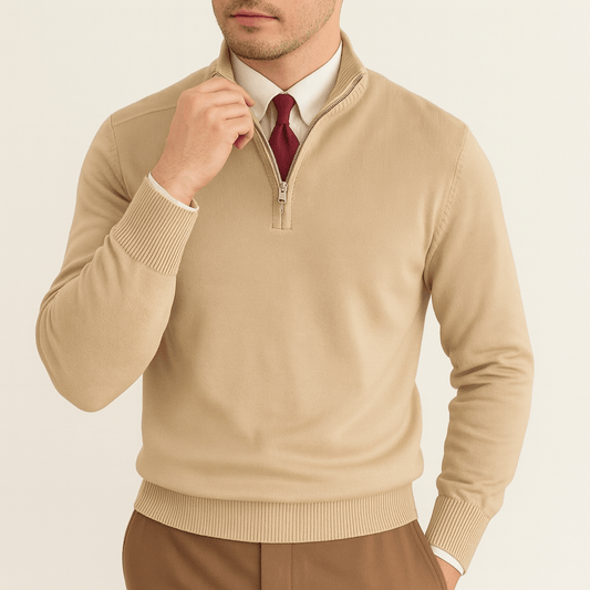 LUXEOUTFIT | Half-Zip Knit Sweater