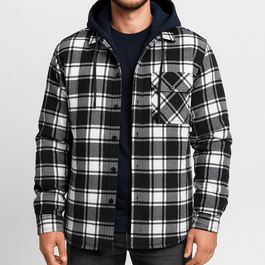 LUXEOUTFIT | Hooded Plaid Shirt Jacket