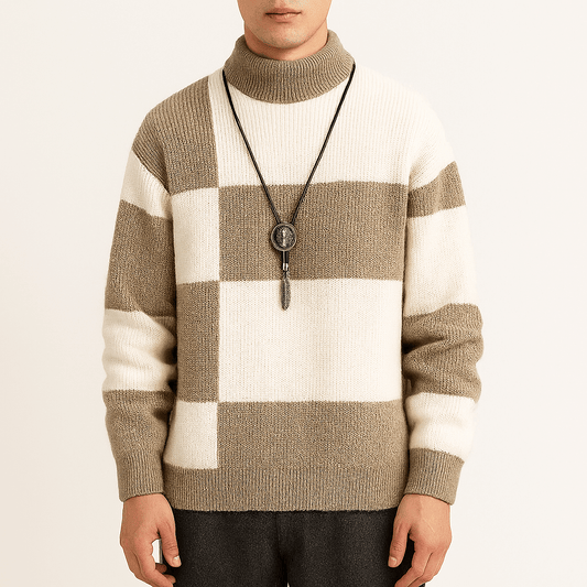 LUXEOUTFIT | Modern Color Block Turtleneck Sweater