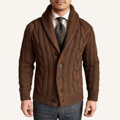 LUXEOUTFIT | Cable Knit Shawl Cardigan Sweater