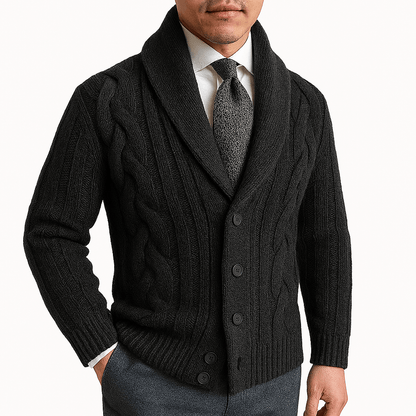 LUXEOUTFIT | Cable Knit Shawl Cardigan Sweater