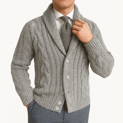 LUXEOUTFIT | Cable Knit Shawl Cardigan Sweater