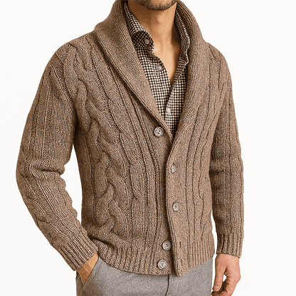 LUXEOUTFIT | Cable Knit Shawl Cardigan Sweater