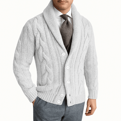 LUXEOUTFIT | Cable Knit Shawl Cardigan Sweater