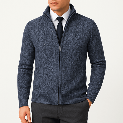 LUXEOUTFIT | Cable-Knit Zip Cardigan