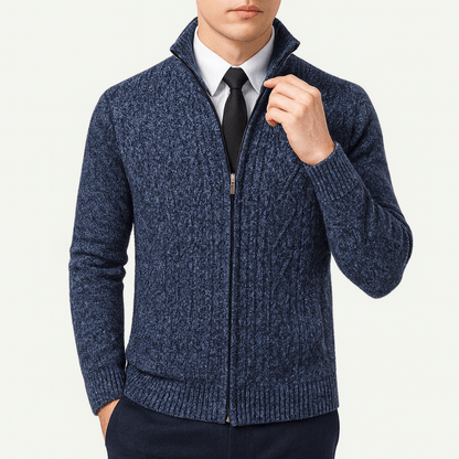 LUXEOUTFIT | Cable-Knit Zip Cardigan