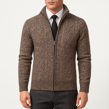 LUXEOUTFIT | Cable-Knit Zip Cardigan