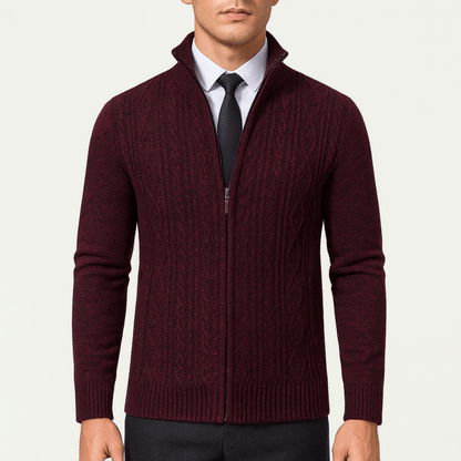LUXEOUTFIT | Cable-Knit Zip Cardigan