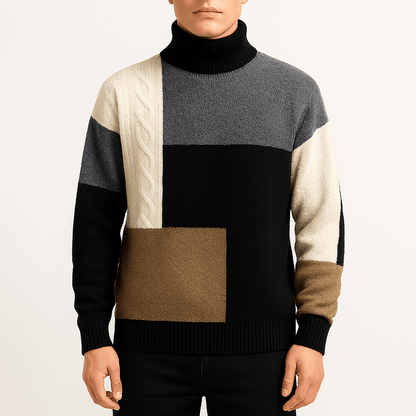 LUXEOUTFIT | Color-Block Turtleneck Sweater