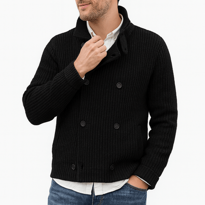LUXEOUTFIT | Double-Breasted Knit Cardigan