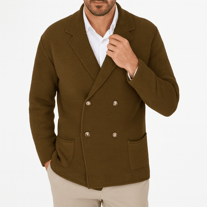 LUXEOUTFIT | Double-Breasted Knit Cardigan