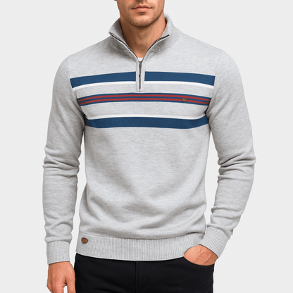LUXEOUTFIT | Half-Zip Striped Jumper