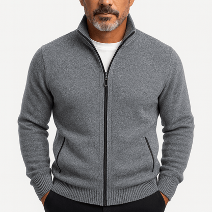 LUXEOUTFIT | High Collar Zip Cardigan