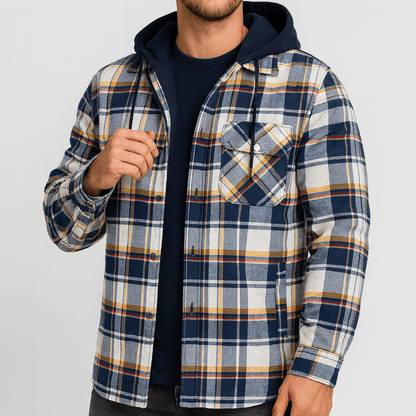 LUXEOUTFIT | Hooded Plaid Shirt Jacket