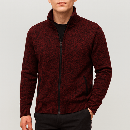 LUXEOUTFIT | Knitted Zip-Collar Cardigan
