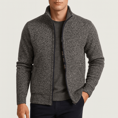 LUXEOUTFIT | Knitted Zip-Collar Cardigan
