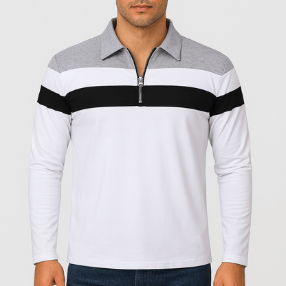 LUXEOUTFIT | Long Sleeve Zip-Collar Polo