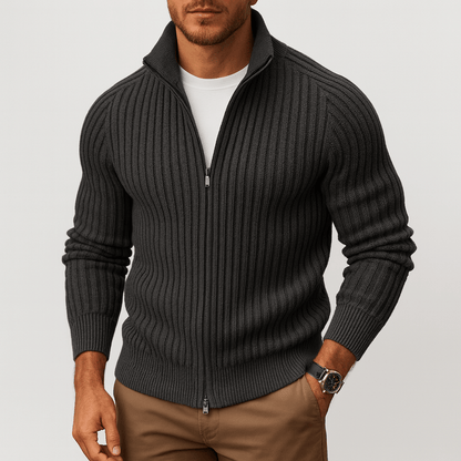 LUXEOUTFIT | Ribbed Zip Cardigan