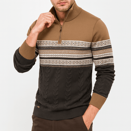 LUXEOUTFIT | Striped Quarter-Zip Sweater