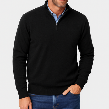 LUXEOUTFIT | Zip Collar Knit Sweater